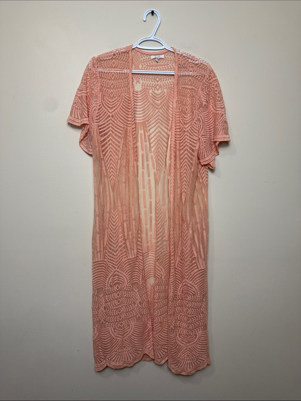 Maurices Peach Crochet Kimono Swim Cover-Up size XL
